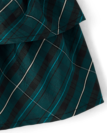 Toddler Girls Plaid Tiered Dress - BALT GREEN