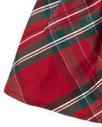 Baby Girls Plaid Oversized Bow Fit And Flare Dress - RED OCHRE