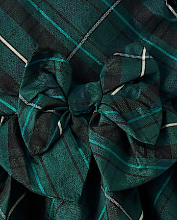 Baby Girls Plaid Bow Fit And Flare Dress - BALT GREEN
