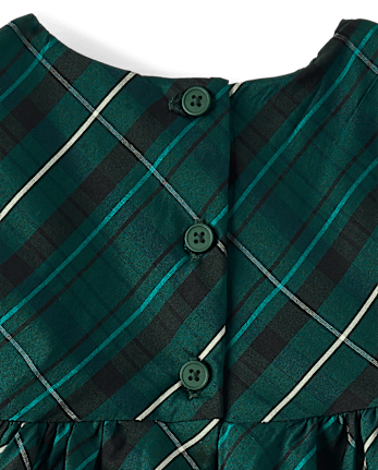 Baby Girls Plaid Bow Fit And Flare Dress - BALT GREEN