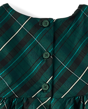 Baby Girls Plaid Bow Fit And Flare Dress - BALT GREEN