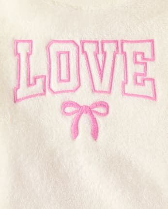 Girls Embroidered Bow Fairisle Dream Fleece Pajamas - PERFECTLY PINK