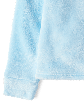 Girls Embroidered Dream Mode Dream Fleece Pajamas - ARCHERY BLUE NEON