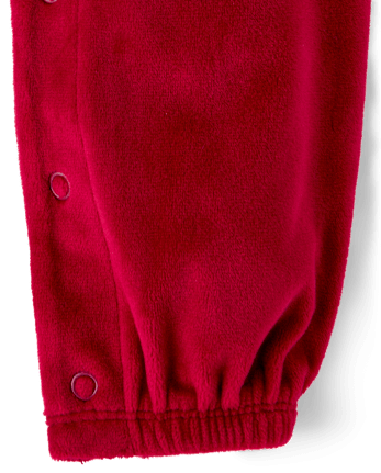 Baby Girls Velour Flutter Romper - RED OCHRE