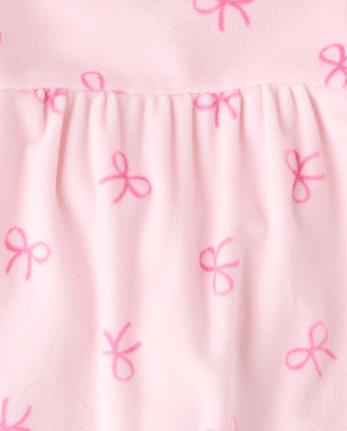 barboteuse en velours à nœud papillon pour bébé fille - ROSE MIST