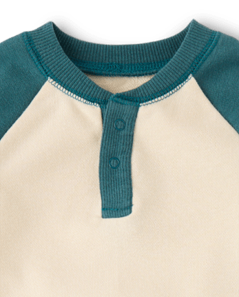Baby Boys Colorblock French Terry Henley Romper - HAY STACK