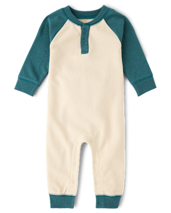 Baby Boys Colorblock French Terry Henley Romper - HAY STACK