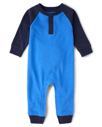 Baby Boys Colorblock French Terry Henley Romper