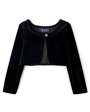 Toddler Girls Velour Shrug - BLACK