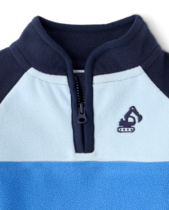 Baby Boys Embroidered Construction Vehicle Microfleece 2-Piece Playwear Set