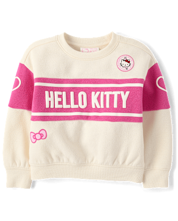 Toddler Girls Hello Kitty® Puff Print Colorblock Premium Fleece Sweatshirt - FAIR IVORY