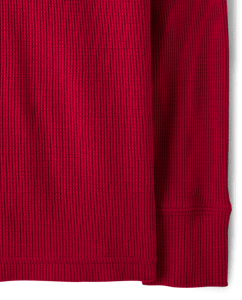 Boys Thermal Henley Top - RED OCHRE