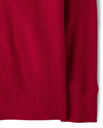 Boys Thermal Henley Top - RED OCHRE