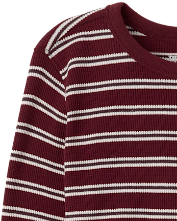 Boys Striped Thermal Top - REDWOOD