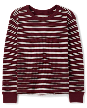 Boys Striped Thermal Top - REDWOOD
