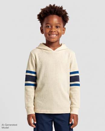 Boys Colorblock Thermal Hooded Top - HAY STACK