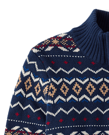 Boys Fairisle Quarter Zip Sweater - TIDAL