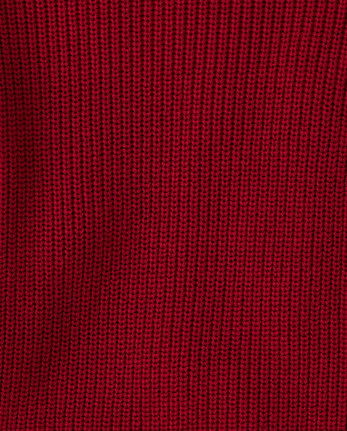 Boys Shaker Stitch Sweater - RED OCHRE
