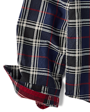 Boys Plaid Poplin Button Up Shirt - TIDAL