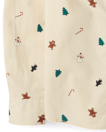 Boys Christmas Poplin Button Up Shirt - HAY STACK