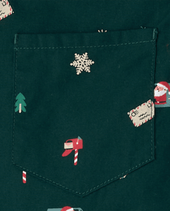 Boys Christmas Poplin Button Up Shirt - BALT GREEN