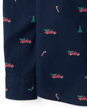 Boys Christmas Poplin Button Up Shirt - TIDAL