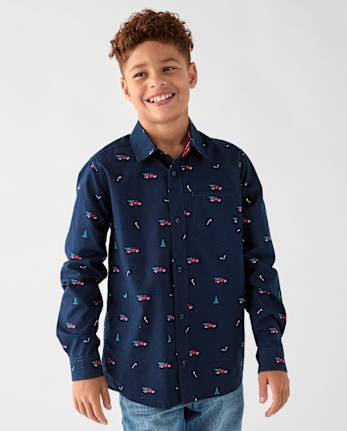 Chemise boutonnée en popeline de Noël pour garçon - TIDAL