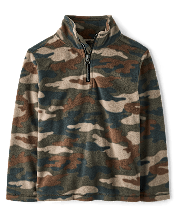 Boys Print Microfleece Quarter Zip Pullover - TENT