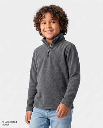 Pull à col zippé en microfibre polaire chinée pour garçon - H/T ECLIPSE