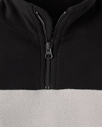 Boys Colorblock Microfleece Quarter Zip Pullover - BLACK