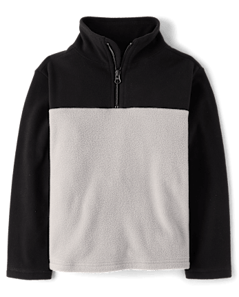 Boys Colorblock Microfleece Quarter Zip Pullover - BLACK