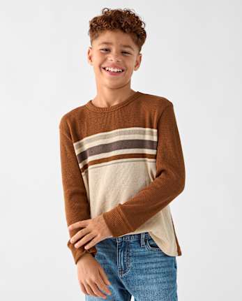 Boys Colorblock Thermal Top - HAY STACK