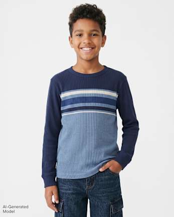 Boys Colorblock Thermal Top - SHADOW BLUE