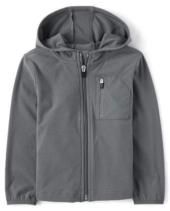 Boys Cozy Stretch Microfleece Zip Up Hoodie - CHALKBOARD