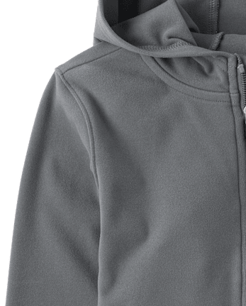 Boys Cozy Stretch Microfleece Zip Up Hoodie - CHALKBOARD