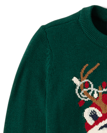 Boys Intarsia Polar Bear Sweater - BALT GREEN