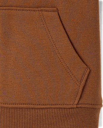 Boys Premium Fleece Thermal Lined Zip Up Hoodie - BURNT SUGAR CL
