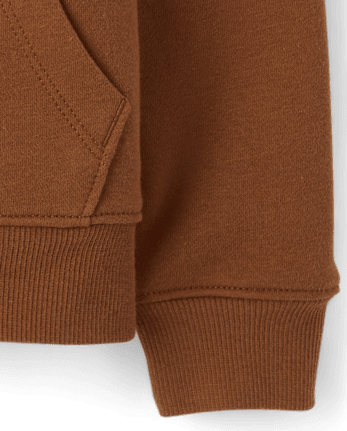 Boys Premium Fleece Thermal Lined Zip Up Hoodie - BURNT SUGAR CL