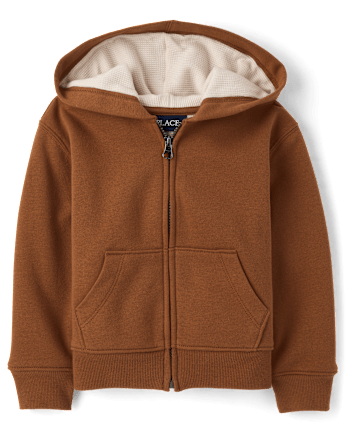 Boys Premium Fleece Thermal Lined Zip Up Hoodie - BURNT SUGAR CL