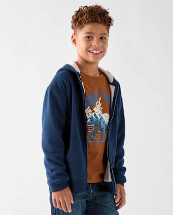 Boys Premium Fleece Thermal Lined Zip Up Hoodie - TIDAL
