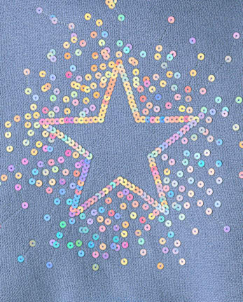 Girls Sequin Icon Premium Fleece Oversized Hoodie - SUMMER BLUE