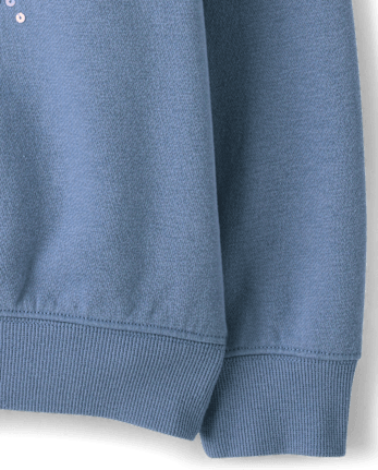 Girls Sequin Icon Premium Fleece Oversized Hoodie - SUMMER BLUE