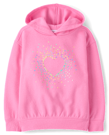 Girls Sequin Icon Premium Fleece Oversized Hoodie - PERFECTLY PINK
