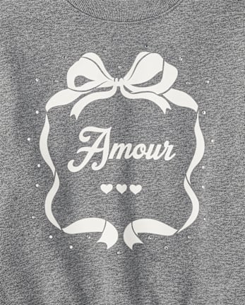 Girls Embellished Bow Premium Fleece Sweatshirt - H/T HOUND