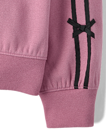Girls Embellished Bow Premium Fleece Sweatshirt - PURPLE THISTLE