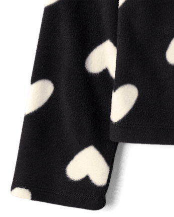 Girls Print Microfleece Half Zip Pullover - BLACK