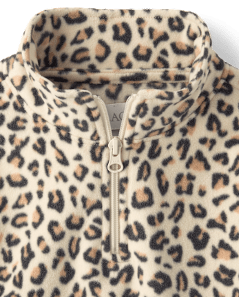 Girls Print Microfleece Half Zip Pullover - HAY STACK