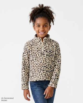 Girls Print Microfleece Half Zip Pullover - HAY STACK