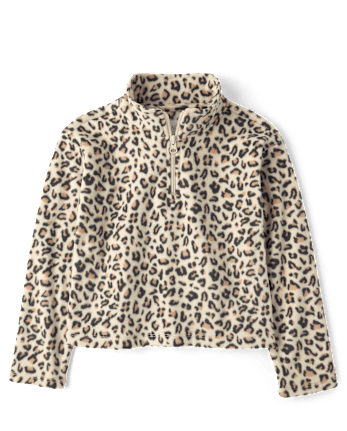 Girls Print Microfleece Half Zip Pullover - HAY STACK