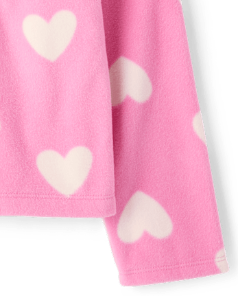 Girls Print Microfleece Half Zip Pullover - PERFECTLY PINK